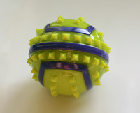 AnimAll GrizZzly игрушка для собак мяч с шипами M, желто-фиолетовый, d-8,4 см