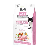 Беззерновой корм для стерилизованных котов Brit Care Cat Sterilized Sensetive с кроликом 7 кг