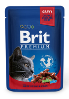 Brit Premium Cat пауч 100 г для котов тушеная говядина и горошек