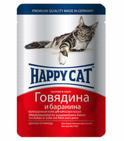 Влажный корм для котов Happy Cat с говядиной и бараниной в соусе 100 г