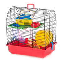 Клетка-переноска для грызунов Inter-zoo GRIM 2 чёрные прутья, пластиковые полочки, 36x24x38 см цвета в ассортименте