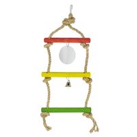 Лори подвеска тройная из сизали для птиц со звонком и зеркалом