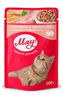 Мяу! пауч соус для котов, кролик и индейка,100 г