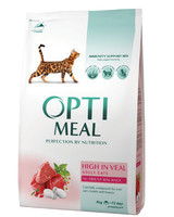 Optimeal сухой корм для взрослых котов с высоким содержанием телятины, развес 100 г