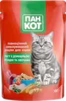 Пан Кот пауч 100 г вологий корм для котів рагу з домашньою птицею та овочами