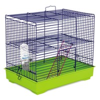 Природа Микки с лесенкой клетка для мелких грызунов, цвет прутьев синий, 37х25х30 см