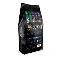 Сухой корм Savory для длинношерстных кошек со свежим лососем и белой рыбой 8 кг
