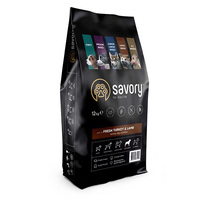 Сухой корм Savory для собак крупных пород со свежим мясом индейки и ягненка 12 кг