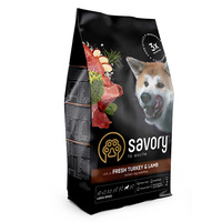 Сухой корм Savory для собак крупных пород со свежим мясом индейки и ягненка 3 кг