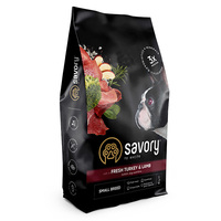 Сухой корм Savory для собак малых пород со свежим мясом индейки и ягнятиной 8 кг