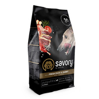 Сухой корм Savory для собак всех пород со свежим мясом утки и кроликом 1 кг