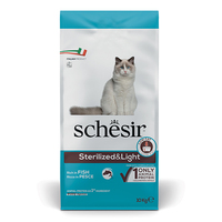 Schesir Cat Sterilized and Light сухой монопротеиновый корм для стерилизованных кошек и кастрированных котов, для котов склонных к полноте, рыба 10 кг