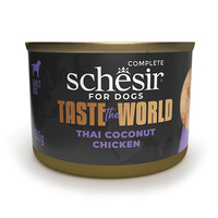 Schesir Taste the World Chicken Thai Coconut в бульоне для собак, влажный корм, банка 150 г