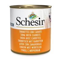 Schesir Tuna With Carrots в желе натуральные консервы для собак, влажный корм, банка 285г