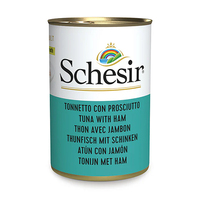 Schesir Tuna with Ham в бульоне натуральные консервы для котов, влажный корм, банка 140г
