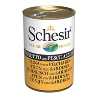 Schesir Tuna with Pilchards в желе натуральные консервы для котов, влажный корм, банка 140г