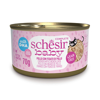 Schesir Ваву Chicken With Chicken Liver в бульоне натуральные консервы для котят, банка 70г