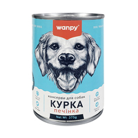Wanpy Chicken and Liver паштет влажный корм консервы для собак, банка 375г