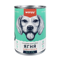 Wanpy Lamb Chunk кусочки влажный корм консервы для собак, банка 375г