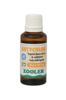 Кондиционер для подготовки воды в аквариуме Zoolek Antychlor сердство для удаления хлора 30 мл